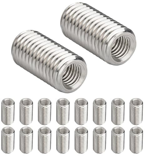 Qrity 20 Pcs Thread Inserts, Threaded Sleeves, M8 x 12mm Male to M6 x 12mm Thread Female Reducing Nut, Threaded Repair Insert Nut