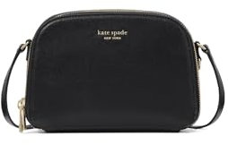Kate Spade New York Women's Devin Saffiano Leather Double Zip Dome Crossbody, Black, One Size