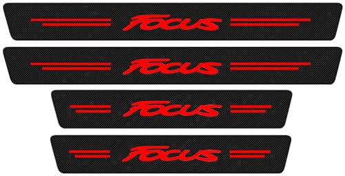 Symilov Pegatina para Umbral de Coche para Fo-rd Focus,4 Piezas Película Protectora Estribos Fibra Carbono Autoadhesivo Puerta Guardias del Borde Decoración Accesorios,Red