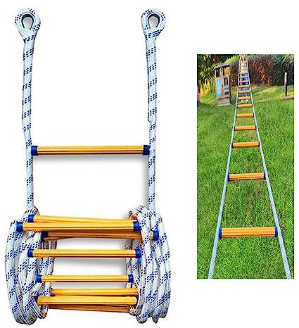 SBCGFY Escalera de Escape de Incendios portátil de Seguridad para emergencias, Resistente al Fuego, con mosquetones de Gancho para niños y Adultos, 25 m y 82 pies(20M/65.6Ft)