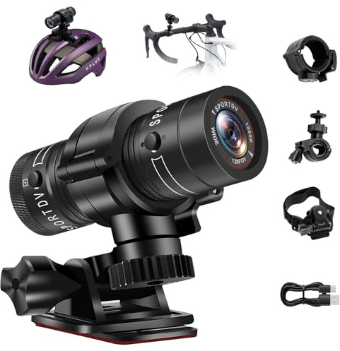 Pudet Luo Action Cam, 1080P HD & 120° Weitwinkel Helmkamera, 1000mAh Hochleistungsakku & IP63 wasserdicht Actionkameras für Fahrrad/Motorrad
