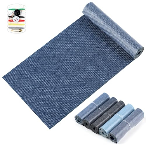 UIHRLM 5 Rolls Iron on Patches, 3.15 * 20.08in Denim Patches for Jeans Repair Inside & Outside Clothing, 5 Colors Stronge Adhesive Repair Patche for Clothes Jean DIY