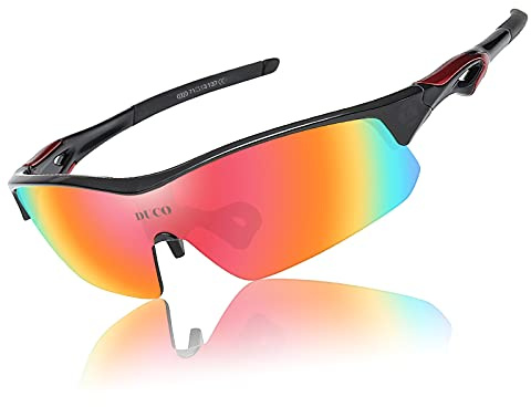 DUCO Polarized Sports Cycling Sunglasses for Men with 5 Interchangeable Lenses for Running Golf Fishing Hiking Baseball 0020