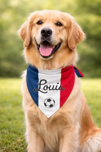Bandana Chien Personnalisé avec Nom – Foulard pour Chien Personnalisable avec Texte & Symbole – Lavable – Fabriqué et Personnalisé en Europe (XL, Drapeau France)