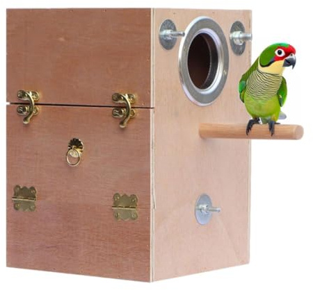 Parakiter häckningslåda, papegojbo avelslåda Wood Snug Dangling Nest House | Papegojor Parningshus Trä Fågel Voljär undulatbur för papegojor, , undulater, kakatier