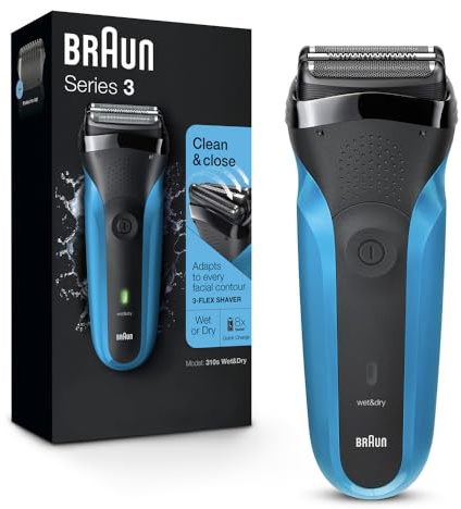 Braun Series 3 310S Wet & Dry Electric Shaver For Men / Rechargeable Electric Razor, Blue