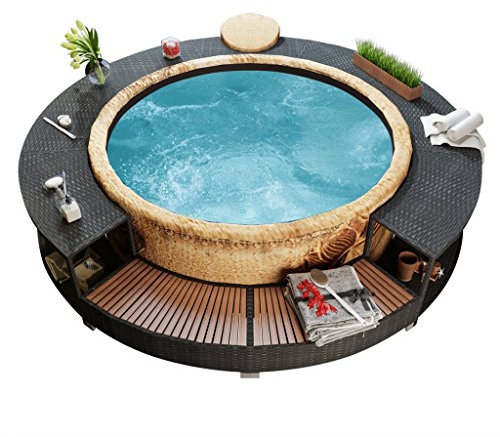 Festnight Bordo Vasca da Spa in polirattan Nero