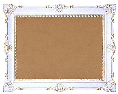 Idea Casa Cornice Grande Bianco e Oro Stile Barocco Finto Vintage cm 86X67 Venezia Style Arredamento