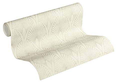 Carta Da Parati Art Decò New Walls 50's Glam A.S. Création Carta da parati tessuto non tessuto 10.05 m x 0.53 m Crema Oro Bianco Prodotto in Germania 374271 37427-1