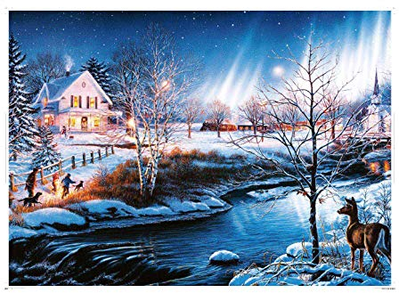 EACHHAHA Christmas Snow Jigsaw Puzzle-1000 Pieces Jigsaw Puzzle Great Gifts for Adults& Kids Age 14 Years Up(Snow night Aurora)