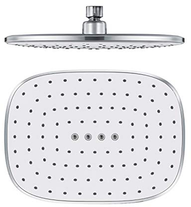 Regendusche Duschkopf 260×195mm Regenbrause Weiß und Chrom Kopfbrause ABS Rechteckig Einbauduschköpfe Hochdruck Luxus Wasserfall Regenduschkopf, G1/2