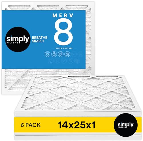 MervFilters 14x25x1 Air Filter, MERV 8, MPR 600, AC Furnace Air Filter, 6 Pack