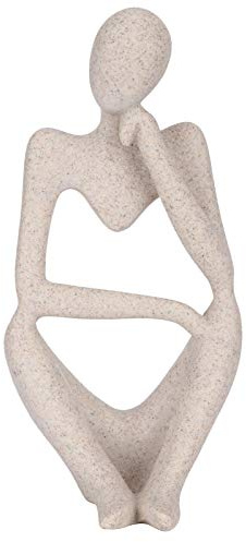 Estatua del pensador Figura pensativa Estatuilla Arenisca Escultura de personas Arte abstracto nórdico Decoraciones de inauguración de la casa para la oficina en el hogar Estantería de escritorio