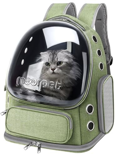 YUNLINLI Cat Backpack Carrier, Breathable Cat Carrier Large Space Bubble Pet Backpack for Kitty Small Dog, Foldable Airline Approved Pet Travel Carrier for Travel Hiking (Green, 20 lbs)