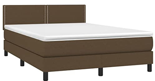 vidaXL Boxspringbett mit Matratze Polsterbett Doppelbett Hotelbett Bett Schlafzimmerbett Bettrahmen Bettgestell Lattenrost Dunkelbraun 140x200cm Stoff