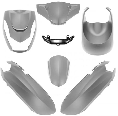 Kit carénage P2R compatible avec Scooter Peugeot 50 Kisbee 2010 à 2017 6 pieces/gris mat