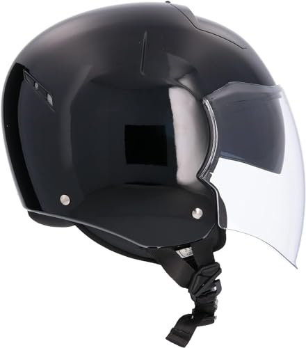 Tokyo SH-64 SV enfärgad godkänd hjälm unisex med solglasögon svart glitter storlek S (55/56)