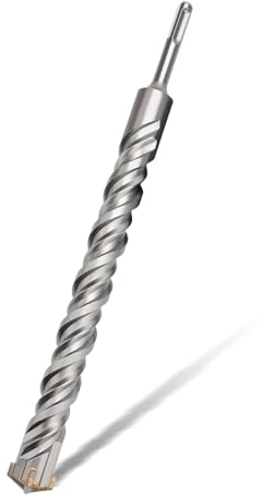 Broca SDS Plus de 25 x 310 mm, para martillo perforador con 4 cuchillas de metal duro, ideal para taladrar en piedra, hormigón, piedra natural, pared de ladrillo