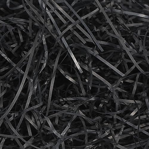 HXJDAM 500g Füllmaterial Geschenk Hamper Shred Geschreddertes Papier Geschenk Füllung für Party Hamper Füllung und Geschenkverpackung für Geschenkbox Dekorations. Schwarz 500g