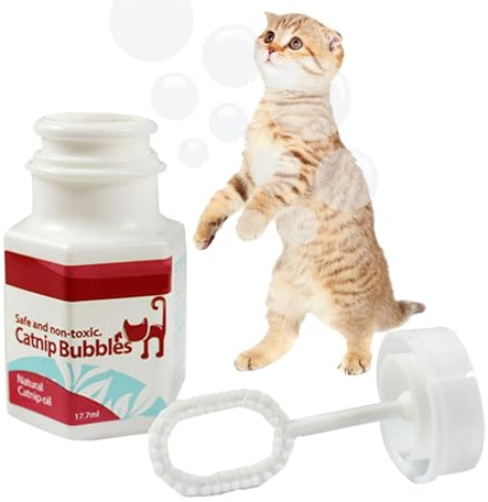 Bulles d'herbe à chat pour chats, 17,7 ml, avec goût d'herbe à chat, pour animaux de compagnie, respectueux des animaux de compagnie, parfumé aux huiles essentielles, jouet pour chaton