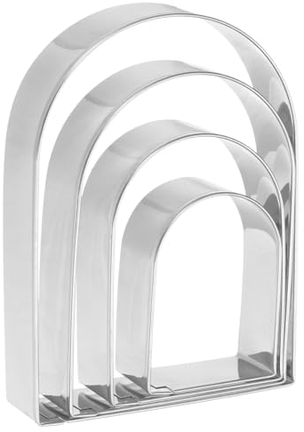 sourcing map Arched Cookie Cutter Set Assorted Sizes Stainless Steel Geometric Biscuit Baking Pastry Candy Cookie Cutters Molding for Pastry Fondant Cake