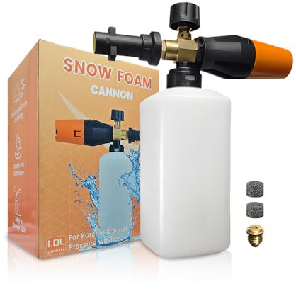 Fai Top - 1L High Pressure Washer Foam Gun with Adjustable Spray Nozzle, Mesh Filter & Switchable Tips (Durable Snow Foam Jug) Compatible Metal Cannon for Car Wash Karcher K2 K3 K4 K5 K6 K7