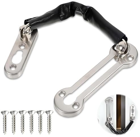 Inoxydable De Chaîne De Porte,Porte De SéCurité En Acier Inoxydable ChaîNes,serrure à chaîne de porte avec vis,utilisée pour les portes et fenêtres intérieures des hôtels familiaux,chromé brossé