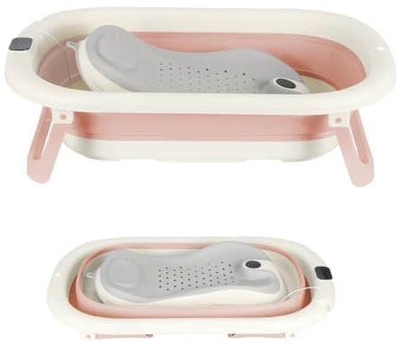 Baignoire Enfants Pliable XXL Avec Transat De Bain & Thermomètre Intégré,Baignoire Enfant Avec Siege De Bain,Baignoire enfants Sur Pied,Cadeau De Naissance Fille Ou Garçon