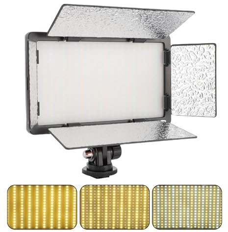 Jectse Luce Video LED da 30 W, Lampada del Pannello da Studio Fotografico Portatile per Videocamera DV per Fotocamera DSLR, CRI 97+, Temperatura di Colore 3200-6500K, Foro a Vite da