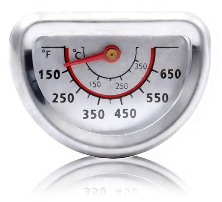 Termómetro de horno para horno con cocina, termómetro con sonda de 7 cm, termómetro para barbacoa, de acero inoxidable, apto para horno, horno de leña, barbacoa, horno de pizza, 0 °C a 400 °C