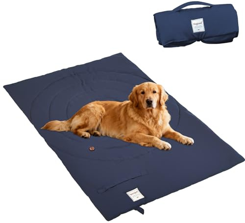 Tbintul Hundedecke für Unterwegs, 95 * 65 cm Tragbare Faltbare Haustiermatte, Waschbar, Orthopädisch, Wasserdicht, Hundedecke Outdoor, Hundematte Auto für Hunde & Katzen (Blau)
