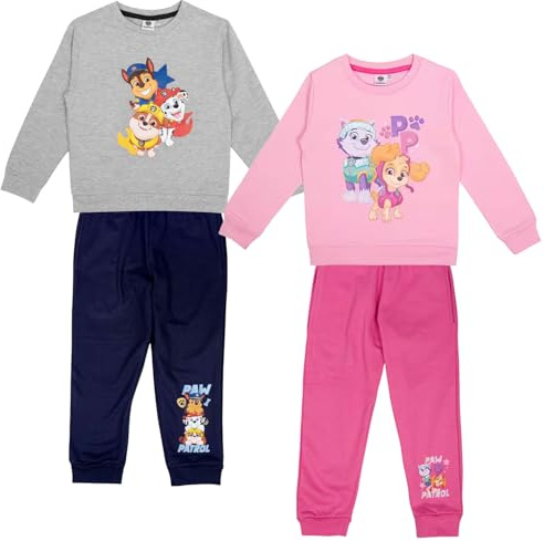 Paw Patrol – Tuta Bambino e Bambina 3-8 Anni in Cotone | Completo Casual con Felpa Girocollo e Pantalone Morbido – Marshall Chase Skye Everest [2993 Grigio - 3 anni]