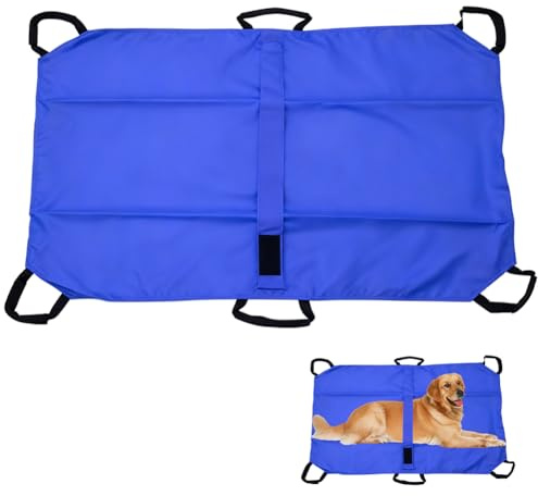 Porte-chien et aide au transport, pour grands chiens jusqu'à 60 kg, pliable, en nylon, avec 6 poignées, trajectoire de transport anti-morsure, pour les urgences, les voyages et le transport, 120 x 74