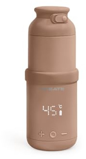 CREATE/BABY PORTABLE MILK WARMER/Thermos chauffe-lait et eau pour biberons moka/Sélecteur de température, pour lait maternel et lait en poudre, capacité de 310 ml, sans BPA/PFOA, 35 W