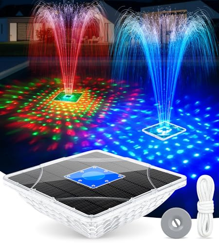 Solar Pool Fountain with Light Show,2026 Upgraded Large Solar Pool Water Fountain,Floating Pool Fountains for Above Ground Pool,Solar Floating Fountains Pump for Pool Pond-1PK(Dark Blue)