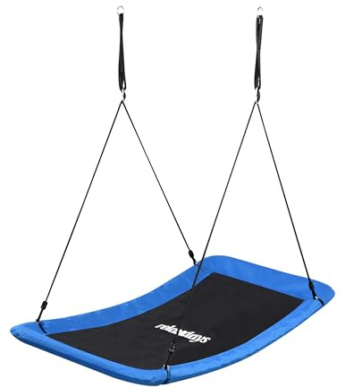 Relaxdays Altalena Nido Quadrata per Bambini e Adulti, 150 kg, Curva, 165x150x80 cm, Blu