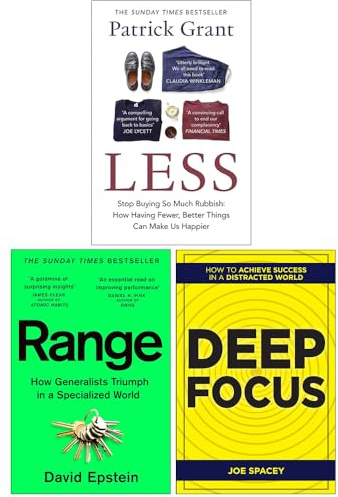 Less Stop Buying So Much Rubbish, Range How Generalists Triumph in a Specialized World & Deep Focus 3 Books Collection Set
