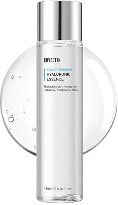 ROVECTIN Aqua Hyaluronic Essence for Sensitive Skin | 100% Vegan-Cruelty Free Korean Skincare | Anti-Aging, Deep Hydration Toner with Niacinamide & 7 Layers of Hyaluronic Acid | 6.08 fl oz (180ml)