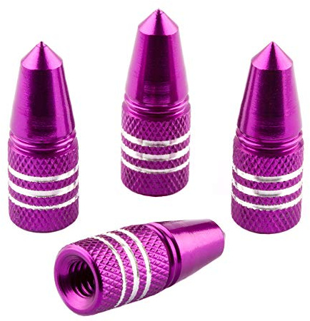 Bike Bits Presta Valve Caps - Use On Presta/French Valves (4 Pack) (Purple, Rocket)