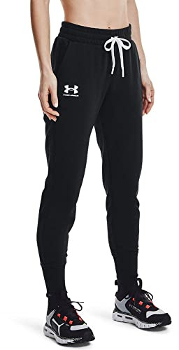 Under Armour Jogger Rival Fleece Pantaloni Tuta, Donna, Black / White / White (001), LG