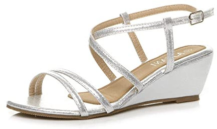 AJVANI wedge heel strappy slingback buckle holiday sandals size 4 37