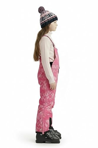 Arctic Quest Boys Girls Unisex Classic Ski & Snow Bib Overall Winter Snowsuit Water-Resistant Windproof Outdoor Rain Bib, Pink Tiedye, 14-16
