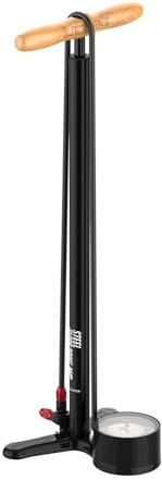 LEZYNE Bomba de suelo de acero 3.5 de alta presión para bicicleta con calibre analógico de 3.5 pulgadas, bomba de aire duradera de 220 PSI para bicicletas de carretera/pista, portabrocas ABS-1 Pro
