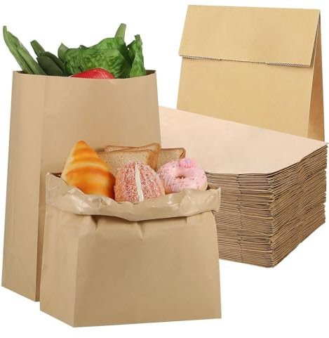 50 Stück Kraftpapier Tüten,Papiertüten Groß(30×20× 12cm),Papiertüten Braun,Geschenktüten,Süßigkeitentüten Butterbrottüten,für Einkaufen, Hochzeiten, Verpackungen, Partys, Geburtstag