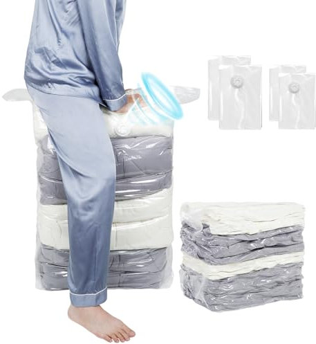 AiQInu 4 Pezzi Sacchetti Sottovuoto Vestiti, Sacchetto Sottovuoto a Cubo, Riutilizzabili per Piumoni, Trasparente, Lenzuola, Piumoni Cuscini, 2 Grandi (100x80x38cm) + 2 Piccoli (70x50x30cm)