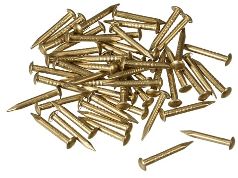 TOP-VIGOR Clout Nails 12mm, 50Pcs 1.5mm Brass Carpet & Upholstery Tacks