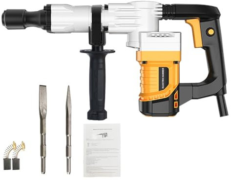 Fiauli Marteau de démolition 1200w - 2400w, marteau de démolition électrique robuste avec poignée rotative à 360°, marteau de démolition de béton de qualité industrielle UE