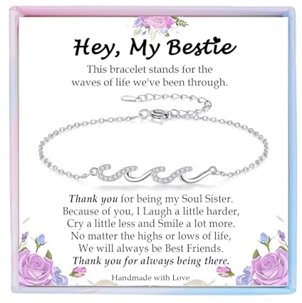 YBISNAIRE Friendship Gifts for Women, Bestie Bracelet Birthday Gifts Ideal for Best Friends, The Waves of Life We've Through Together Bracelet Motivational Jewelry Christmas Stocking Stuffers Gifts