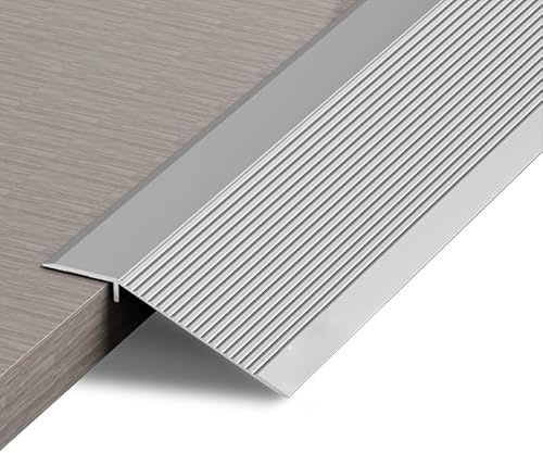 Rampe de Seuil Aluminium 10cm Large Seuil de Porte Barre de Seuil Rattrapage Bande de Transition Profilé de Transition,Convient pour Pente de 10-35mm,Argent 1m