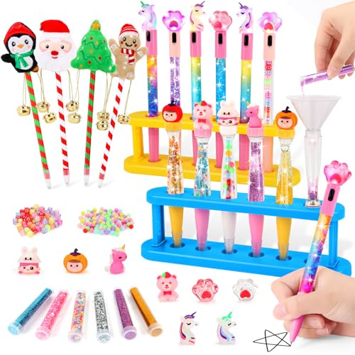 Charmofun Kit de Fabrication de Stylos, Atelier des Stylos, DIY Stylos Personnalisés, Kit de Creation Stylo, Activité Manuelle Enfants, Set Loisir Creatif Fille Garcon, Cadeaux pour Enfants
